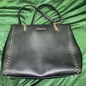 Michael kors black and gold studded bag